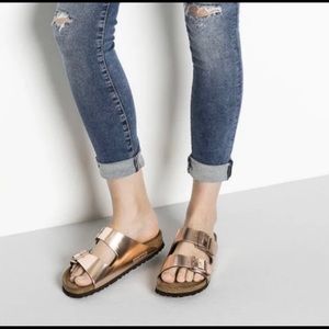 Birkenstock Copper Metallic Arizona Sandals 39/8